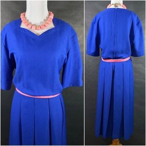 Classic Royal Blue Dress with Scalloped Neckline